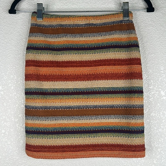 A'Gaci Boho Striped Knit Festival Mini Skirt Size Small - Picture 3 of 4